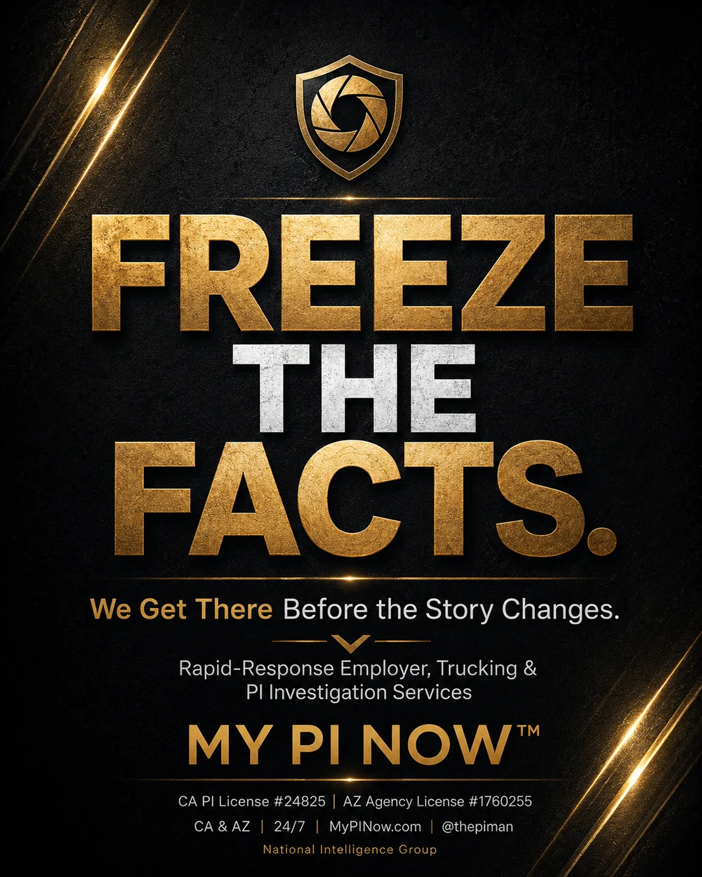 MY PI NOW Freeze the Facts branding graphic